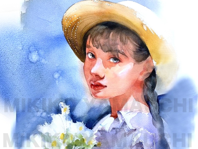 水彩画　自作画　真作　イラスト イラストレーターと描く水彩画＿人物､静物・パステル・鉛筆なんでも