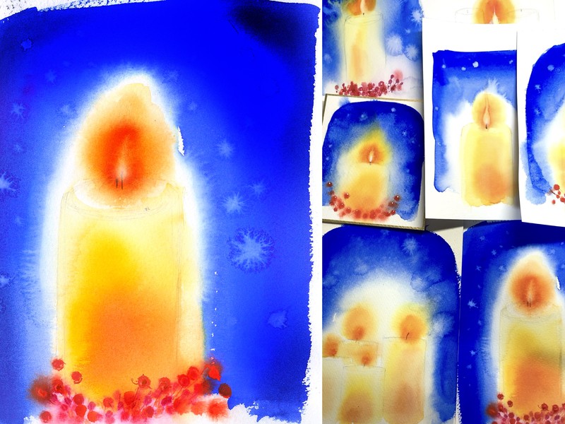 気力アップオンライン水彩画💖Xmas特集💖イラストレーターと描く花