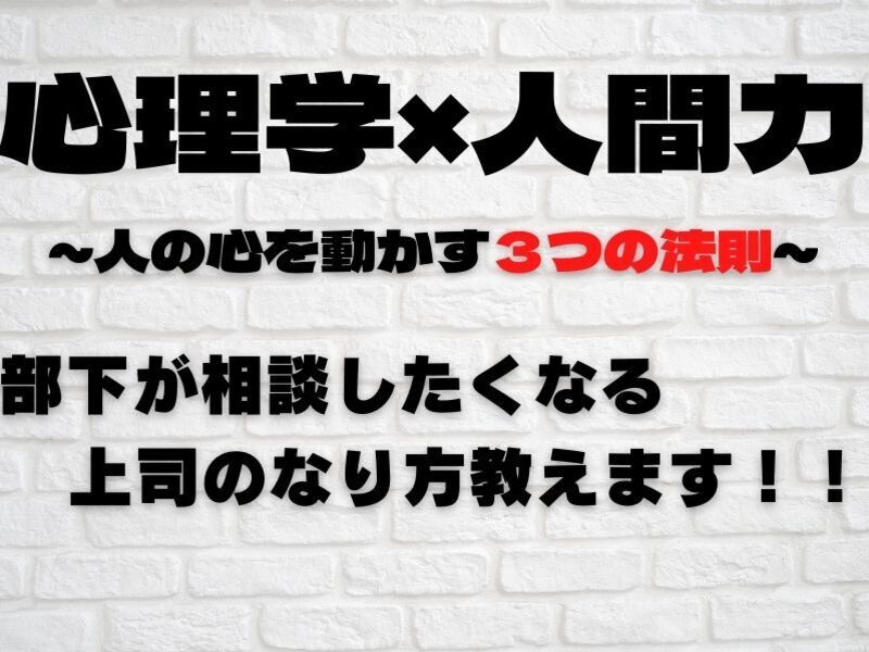 【心理学×人間力】部下に相談される上司のなり方教えます！！の画像