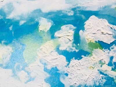 子供と風景の版画 青空と雲 子供と風景の版画 青空と雲 子供と風景の版画 青空と雲