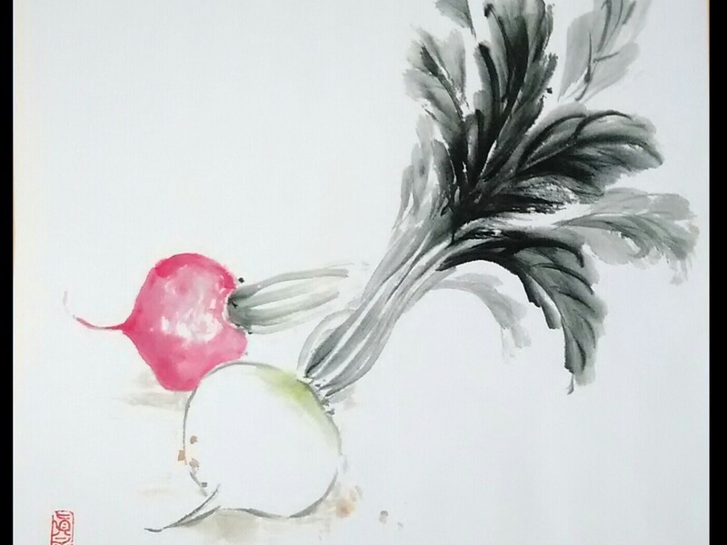 鶴見区】繊細で大胆な墨彩画を描きます。筆と墨を使ってみま