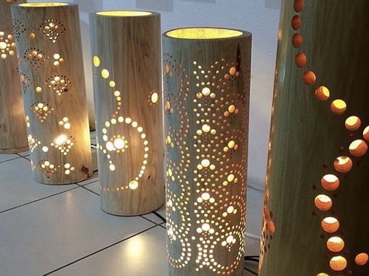 竹用ドリルでつくる竹あかり【LED・台座付き】 / 岩瀬 久美子