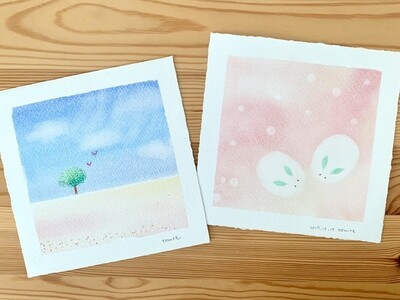 季節のパステル＞「雪うさぎ・あおぞらと大地」の絵を描こう / 松田 智恵