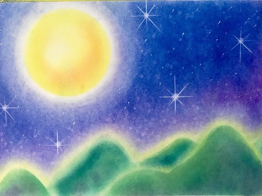 感情表現のパステル画 星とハート 感情表現のパステル画 星とハート