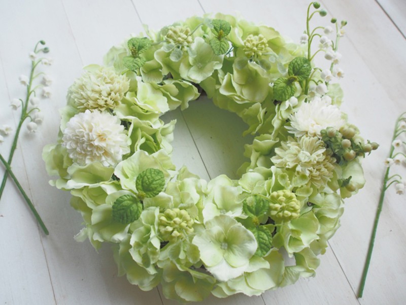 池袋 巣鴨の 巣鴨 千石 北欧風アトリエで学ぶ簡単さわやかグリーンアジサイリース By 羽深 恵子 ストアカ