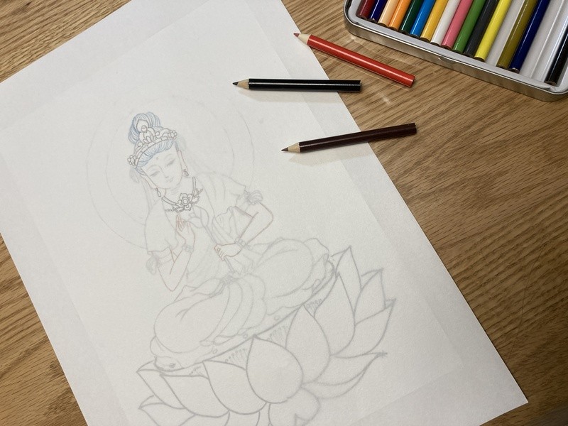 鉛筆画 仏教と神話の融合 A4サイズ 神仏を描く | 神仏絵師 縁画