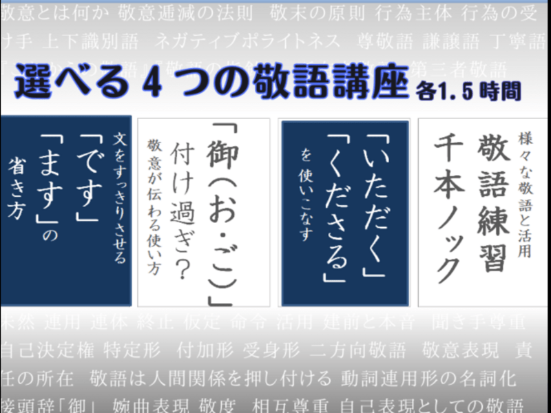 【敬語各論】知りたいことだけ！選べる４つの敬語講座の画像