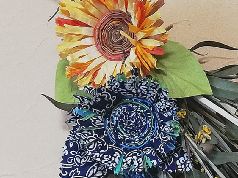 東京 その他 の 二種の和紙で作る向日葵とドライフラワーのスワッグ By Fujinaga Mika ストアカ