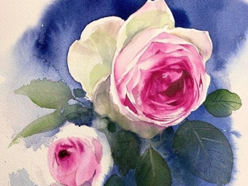 💖イラストレーターと描くセンスアップ水彩画💖花を描くオンライン講座