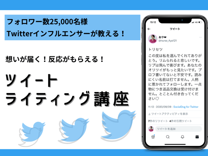 フォロワー25000名講師が伝える！ツイートライティング講座！の画像