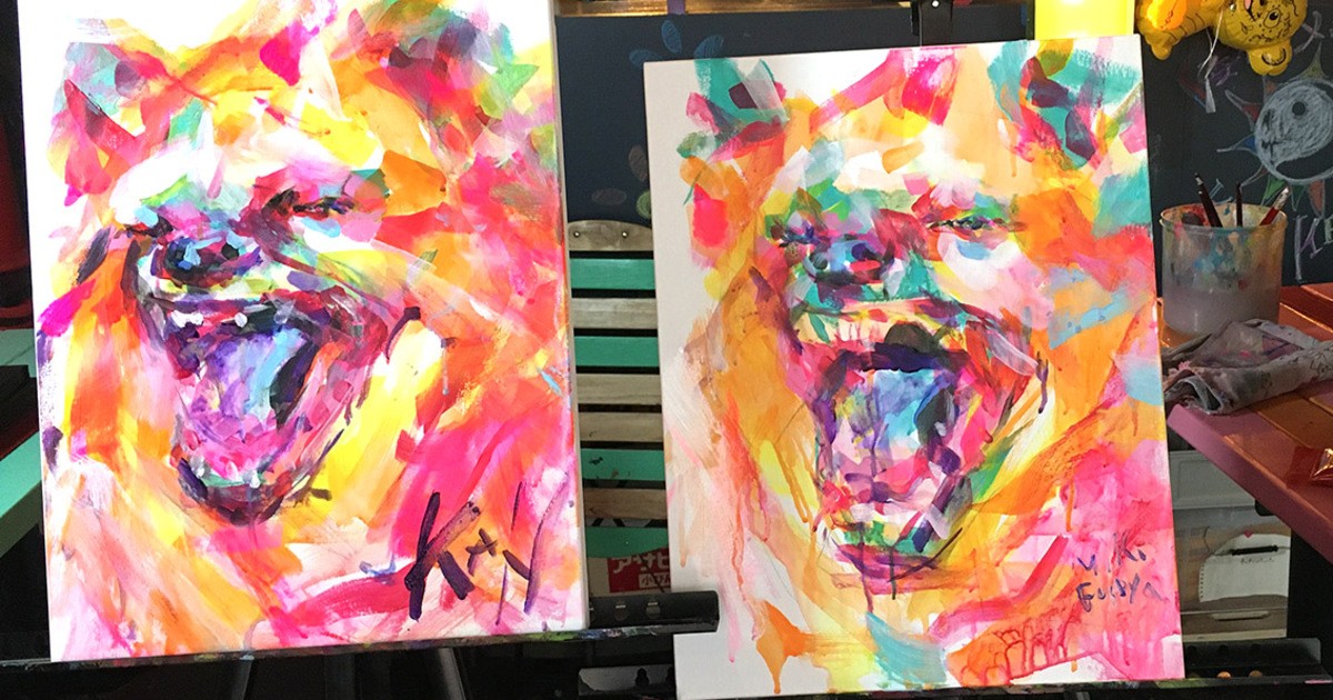 アクリル画　無題　1113 アーティストとカラフルに描く【アクリル画】対面レッスン👩‍🎨 / 伏屋