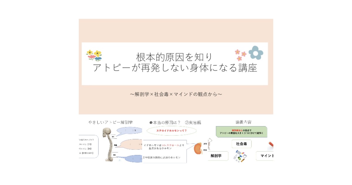 梶山友希の根本的原因を知りアトピーが再発しない身体になる講座 ストアカ