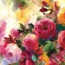 にじみを楽しむ透明水彩画教室の講座の風景