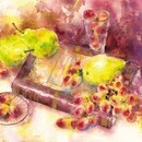 にじみを楽しむ透明水彩画教室の講座の風景