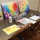 季節のお花と色を楽しむアトリエ講師の講座の風景