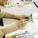 ３色パステルアート教室の講座の風景