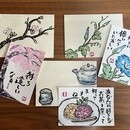 描いて楽しい・もらって嬉しい絵手紙教室「空の色」の講座の風景