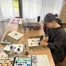 自分時間を楽しむ！アルコールインクアート教室の講座の風景