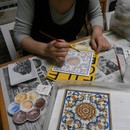 絵付けタイル工房AZULの講座の風景