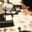 色紙に描く季節の情景アート書道の講座の風景