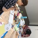 筆ペンで絵を書くように字を書く、智書筆文字アートの講座の風景