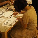 誰でも楽しく書ける筆文字講座♪の講座の風景