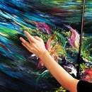 創造の海と花の描き方講座の講座の風景