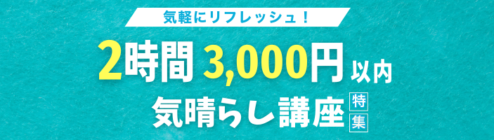 2時間3,000円以内｜気晴らし講座特集【オンライン・関東】